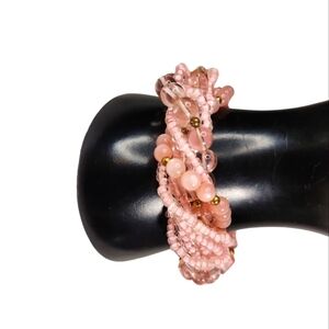Bracelet with Pink Glass Coated Beads